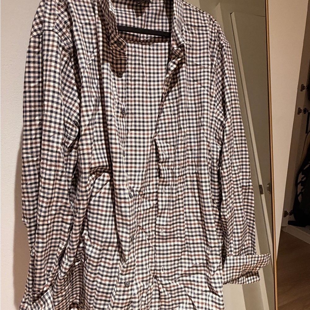 Porter & ash -  Gingham Button-Up Shirt in Brown and Black